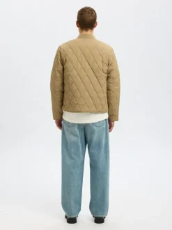 Selected miesten tikkitakki, ERIK QUILTED JACKET Beige