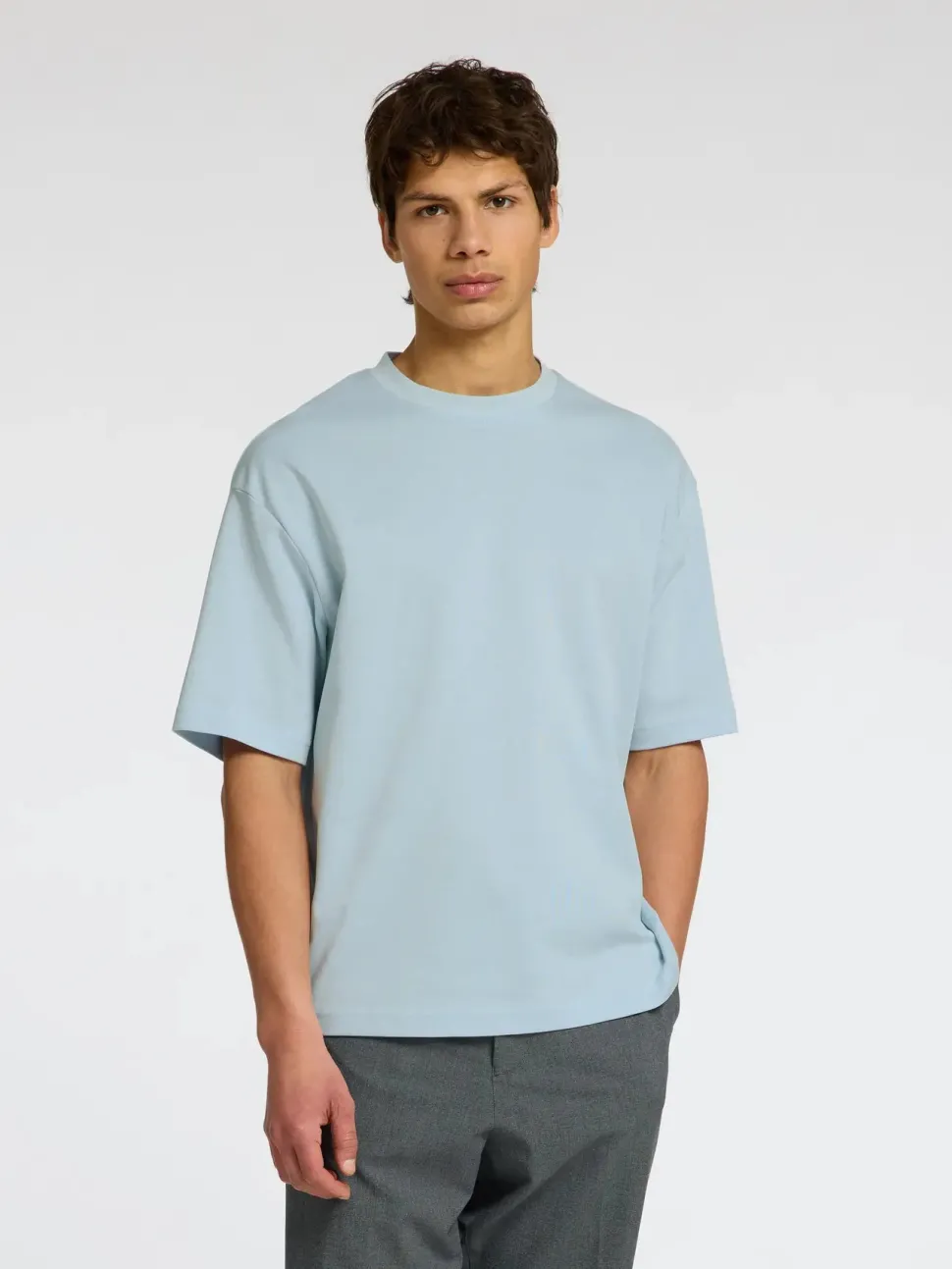 Selected miesten t-paita, LOOSE OSCAR SS O-NECK Vaaleansininen