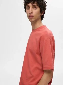 Selected miesten t-paita, LOOSE OSCAR SS O-NECK Punainen