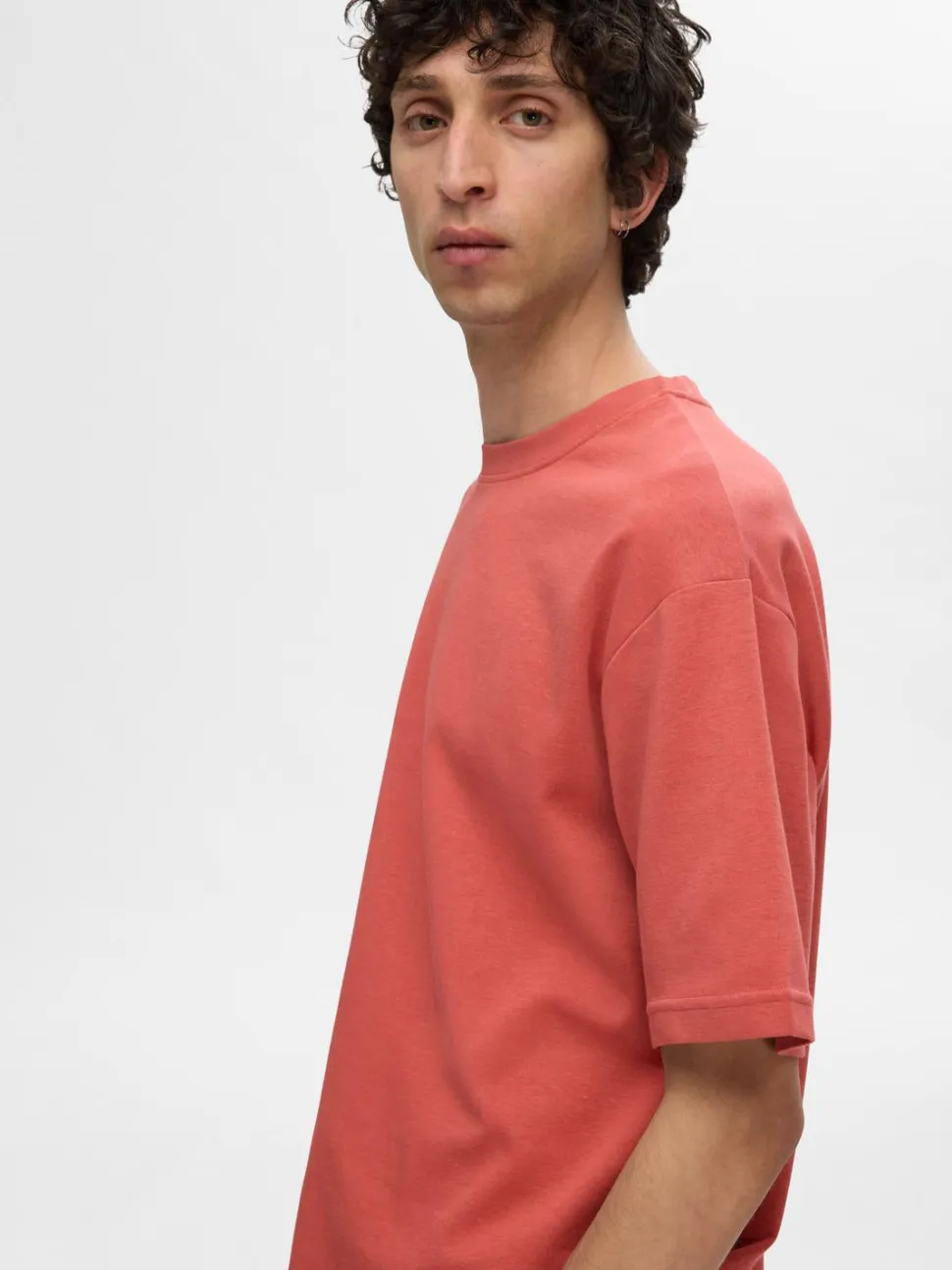 Selected miesten t-paita, LOOSE OSCAR SS O-NECK Punainen