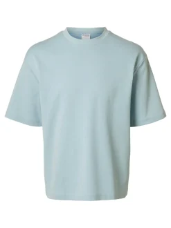 Selected miesten t-paita, LOOSE OSCAR SS O-NECK Vaaleansininen
