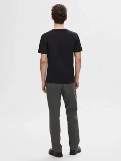 Selected Miesten T-paita, Pima Ss V-neck Black