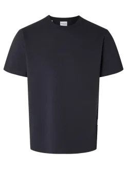 Selected miesten t-paita, SANDER SEERSUCKER SS O-NECK Tummansininen