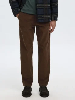 Selected miesten vakosamettihousut K STRAIGHT MILES CORD PANT NOS, ruskea