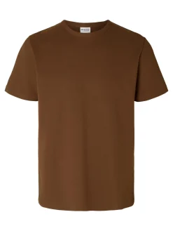Selected t-paita, JOSEPH PIQUE SS O-NECK Keskiruskea