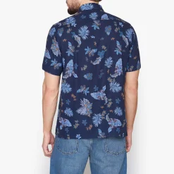 Signal miesten pikeepaita, TRAMP PRINT COTTON LINEN Sininen Kuosi
