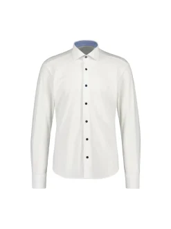 Sinnuu Miesten Kauluspaita, Contrast, Technical Performance Shirt LS, Valkoinen