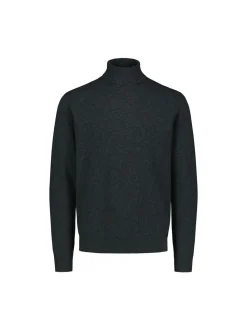 Sinnuu Miesten Neulepoolo ROLLNECK FINE MERINO WOOL MADE IN ITALY tummanharmaa