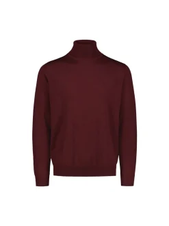 Sinnuu miesten pooloneule Rollneck Merino Wool Made in Italy, viininpunainen