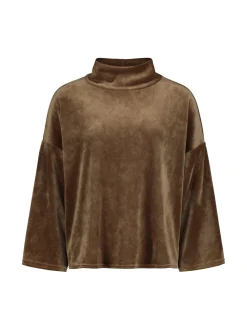 Sinnuu naisten paita Caya Velvet Sweater, tummanruskea