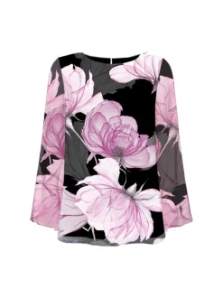 S.T.I naisten pusero, KARLY BLOUSE 66CM Musta Kuosi
