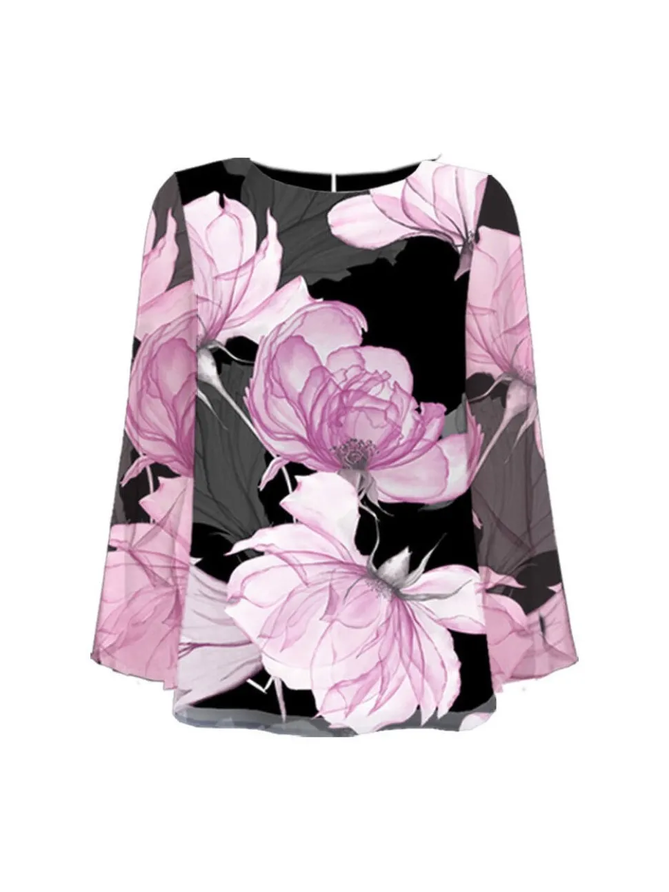 S.T.I naisten pusero, KARLY BLOUSE 66CM Musta Kuosi