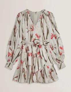 Ted Baker naisten mekko, CUIABA neck Mini Dress Valkopohjainen Kuosi