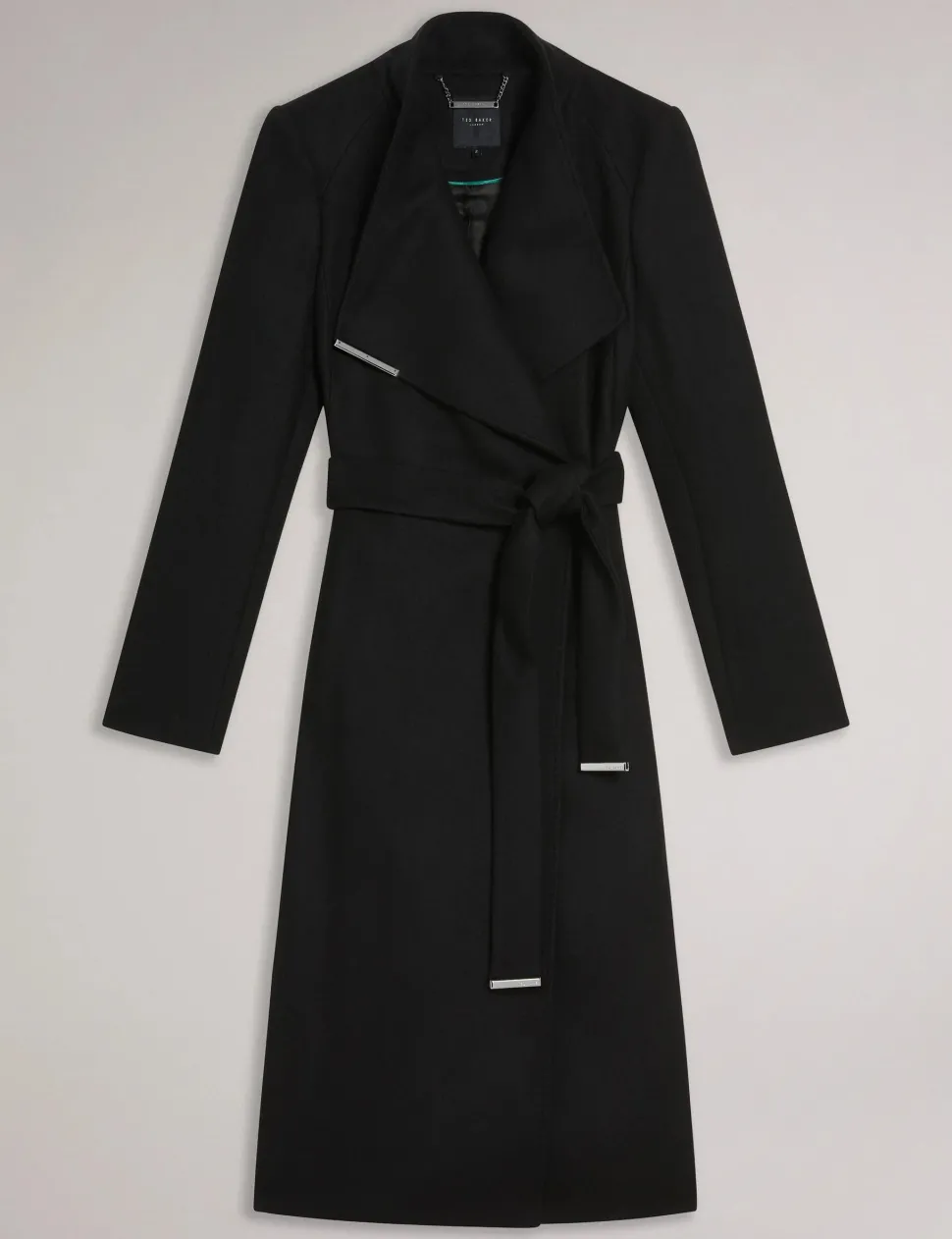 Ted Baker naisten villakangastakki, ROSE MID LENGHT BELTED WOOL COAT Musta
