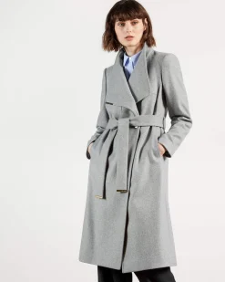 Ted Baker Naisten Villakangastakki, Rose Midi Wool Wrap Coat Vaaleanharmaa