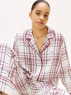 Tommy Hilfiger K-gift LS FLNL Shirt Set Slippers naisten pyjama, monivärinen kuosi