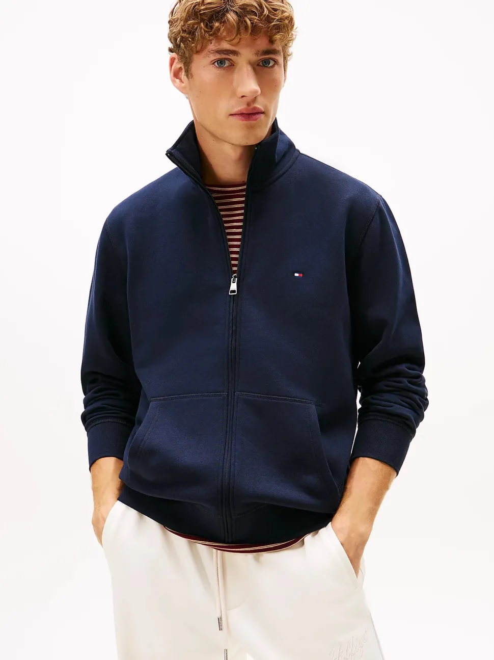 Tommy Hilfiger miesten college Essential Fleece Stand Collar, tummansininen