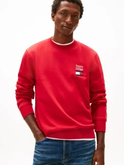 Tommy Hilfiger miesten collegepaita Tommy Ebro Flag Sweatshirt, punainen