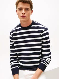 Tommy Hilfiger miesten collegepaita ESS Terry Block STP Sweatshirt, raidallinen sininen