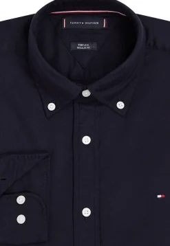 Tommy Hilfiger Miesten Kauluspaita, FLEX BRUSHED SOLID RF SHIRT Tummansininen