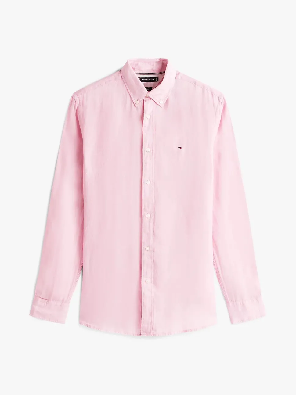 Tommy Hilfiger miesten kauluspaita, PIGEMENT DYED LINEN SOLID Vaaleanpunainen