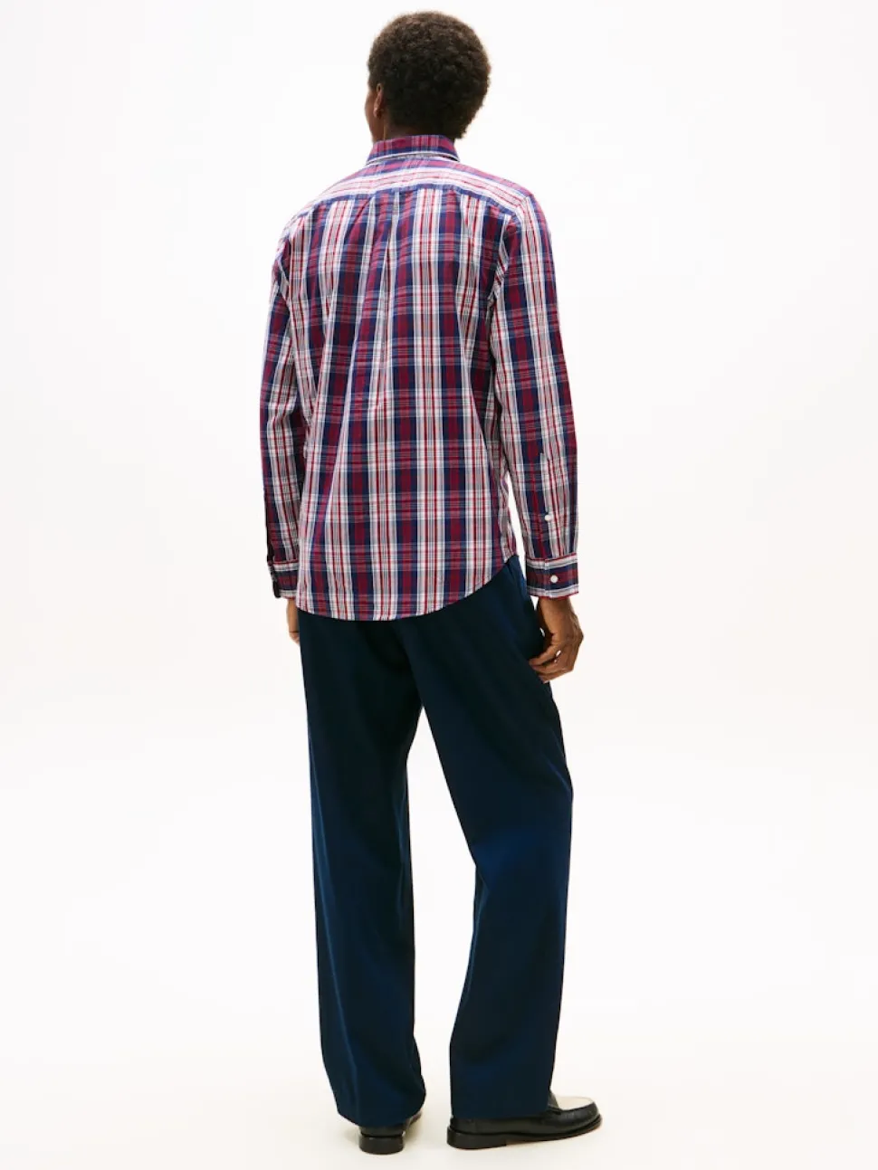 Tommy Hilfiger miesten kauluspaita Flex Poplin Medium Check Shirt, punainen