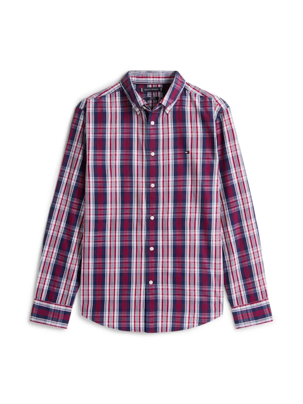 Tommy Hilfiger miesten kauluspaita Flex Poplin Medium Check Shirt, punainen