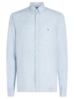 Tommy Hilfiger Miesten Kauluspaita, PIGMENT DYED LINEN SOLID Keskisininen