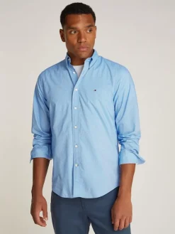 Tommy Hilfiger Miesten Kauluspaita, FLEX POPOLIN FAKE SOLID RF Keskisininen