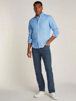 Tommy Hilfiger Miesten Kauluspaita, FLEX POPOLIN FAKE SOLID RF Keskisininen