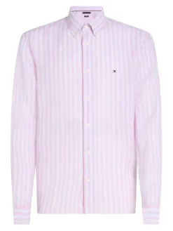 Tommy Hilfiger miesten kauluspaita, LINEN ESSENTIAL STRIPE Raidallinen Punainen