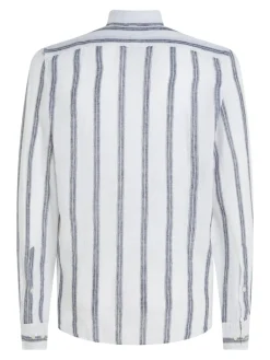 Tommy Hilfiger Miesten Kauluspaita, LINEN TRIPLE STRIPE SHIRT Raidallinen Sininen