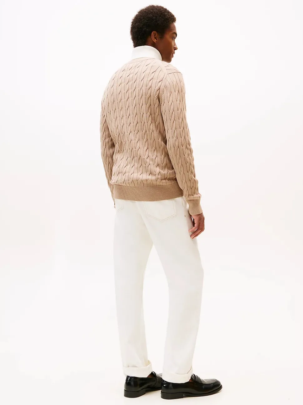 Tommy Hilfiger miesten neulepaita Classic Cotton Cable Crew Neck, beige