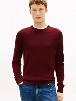 Tommy Hilfiger miesten neulepusero CLAMBSWOOL CREW NECK, viininpunainen
