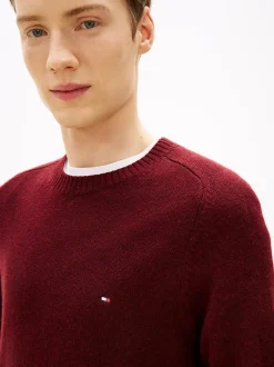 Tommy Hilfiger miesten neulepusero CLAMBSWOOL CREW NECK, viininpunainen