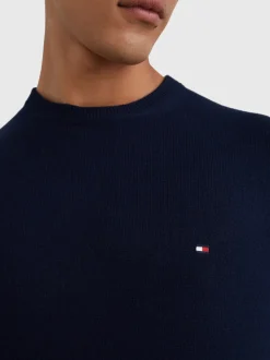 Tommy Hilfiger Miesten Neulepusero, PIMA ORG CTN CASHMERE CREW Tummansininen