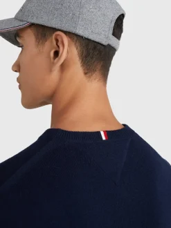 Tommy Hilfiger Miesten Neulepusero, PIMA ORG CTN CASHMERE CREW Tummansininen