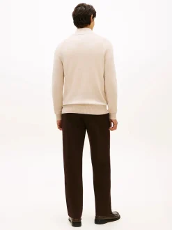 Tommy Hilfiger miesten neulepaita Lambswool Zip Mock, beige