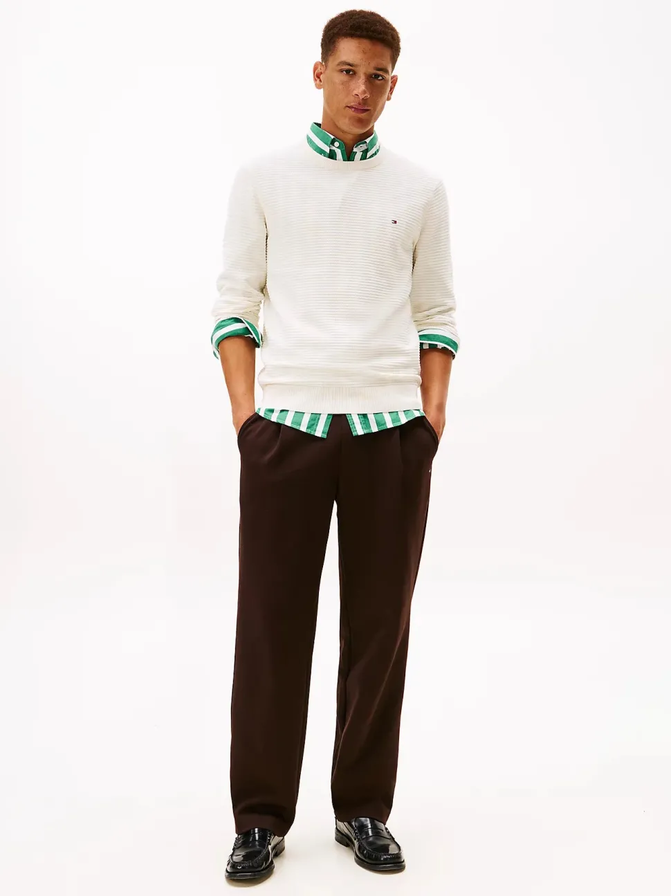 Tommy Hilfiger miesten neulepusero Seasonal Structure CNeck, luonnonvalkoinen