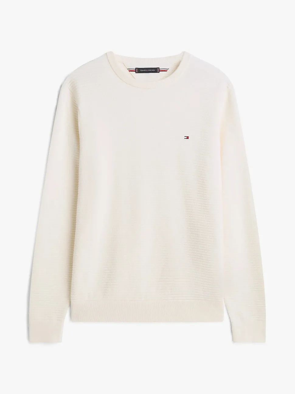 Tommy Hilfiger miesten neulepusero Seasonal Structure CNeck, luonnonvalkoinen