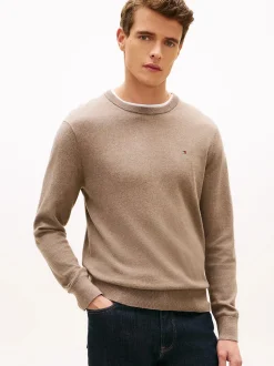 Tommy Hilfiger miesten neulepusero PIMA ORG CTN CASHMERE CREW NECK, kaakaonruskea