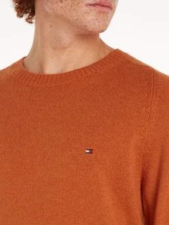 Tommy Hilfiger Miesten Neulepusero, LAMBSWOOL CREW NECK KONEPESTÄVÄ Poltettu Oranssi