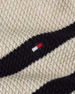 Tommy Hilfiger Miesten Neulepusero, STRUCTURE CREW Raidallinen Valkoinen