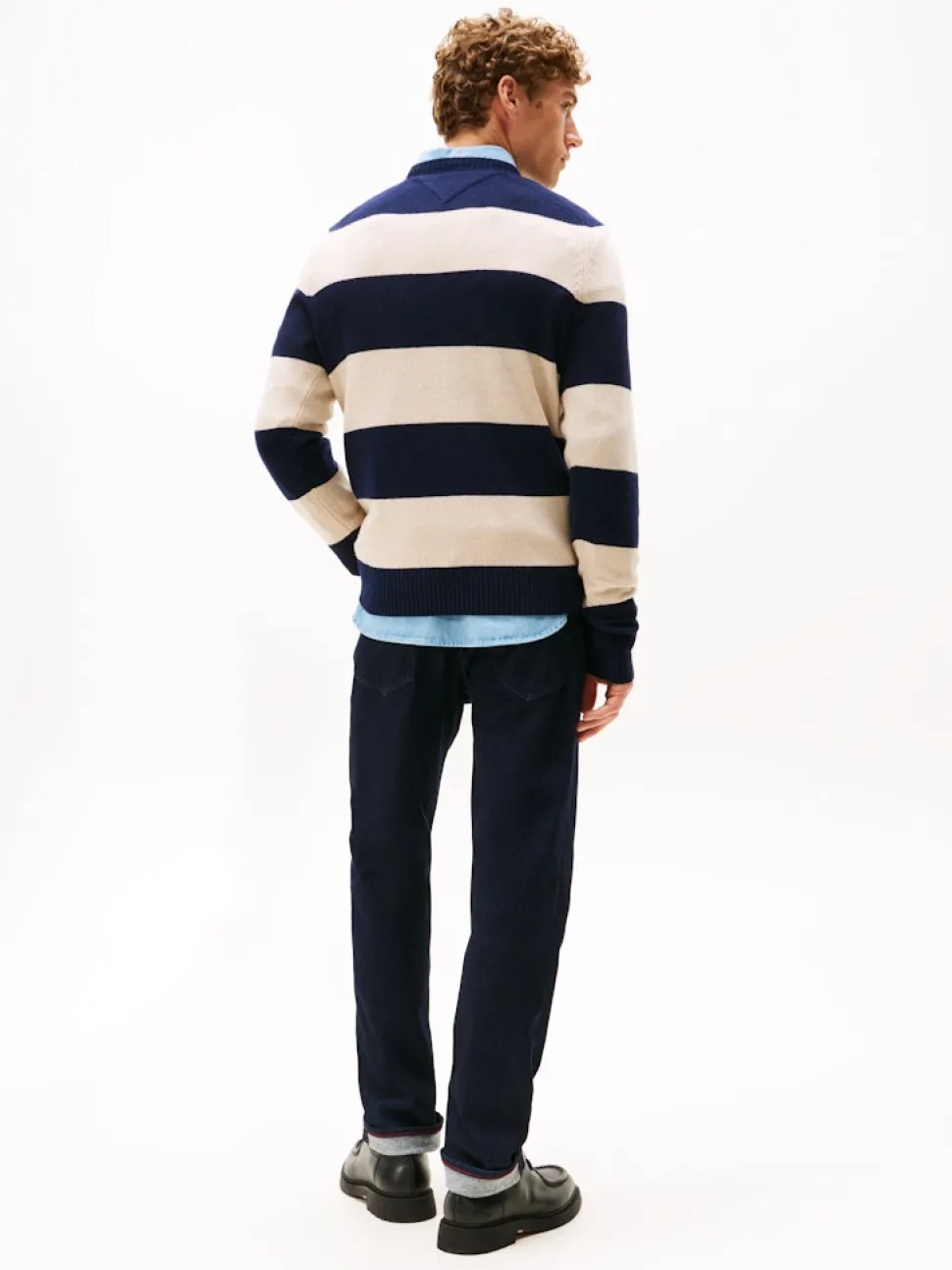 Tommy Hilfiger miesten neulepusero, CLAMBSWOOL CREW NECK Tummansininen Raita
