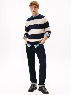 Tommy Hilfiger miesten neulepusero, CLAMBSWOOL CREW NECK Tummansininen Raita
