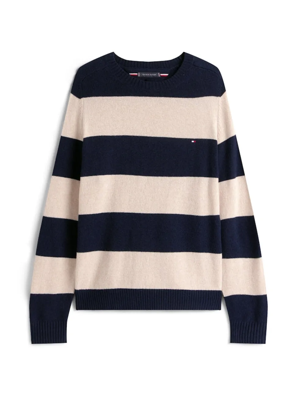 Tommy Hilfiger miesten neulepusero, CLAMBSWOOL CREW NECK Tummansininen Raita