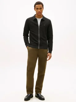 Tommy Hilfiger miesten neuletakki Seasonal Structure Zip Thru Polo, musta