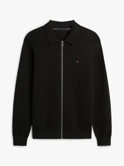 Tommy Hilfiger miesten neuletakki Seasonal Structure Zip Thru Polo, musta