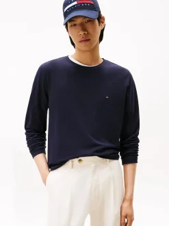 Tommy Hilfiger miesten paita, STRECH SLIM FIT LONG SLEEVE TEE Tummansininen