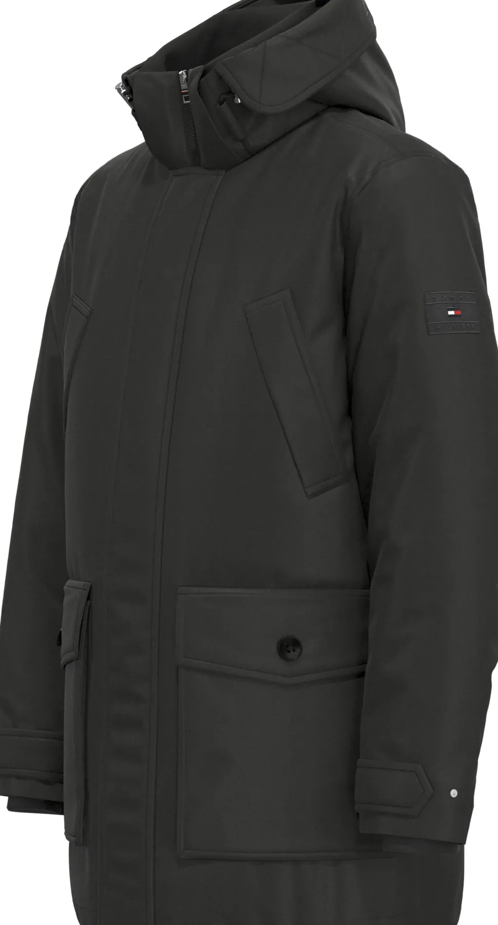 Tommy Hilfiger Miesten Parkatakki, ROCKIE NON FUR DOWN PARKA Musta